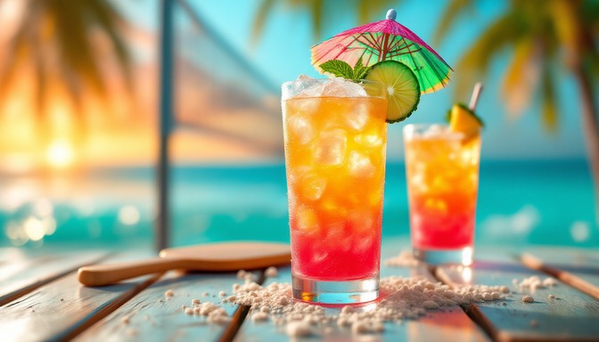 Evening mixer drinks at the Beach Club